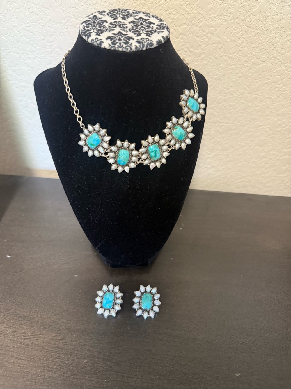 Mother of pearl Turquoise chocker set. Nizhoni traders